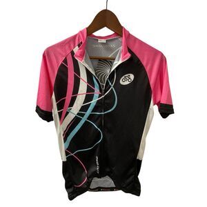Zero Bike Black Pink Full Zip Cycling Jersey Short Sleeve Women's Size Large